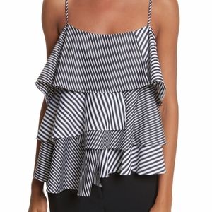 Milly Emma Stripe Black/White Shirting Top, Size M